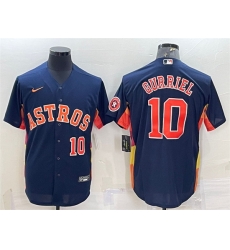 Men Houston Astros 10 Yuli Gurriel Navy With Patch Cool Base Stitched Jersey