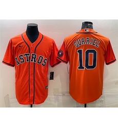 Men Houston Astros 10 Yuli Gurriel Orange With Patch Cool Base Stitched Jersey