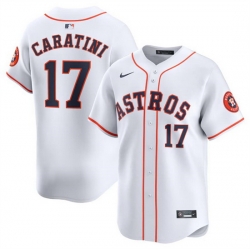 Men Houston Astros 17 Victor Caratini White 2024 Home Limited Stitched Baseball Jersey