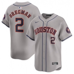 Men Houston Astros 2 Alex Bregman Grey 2024 Away Limited Stitched Baseball Jersey