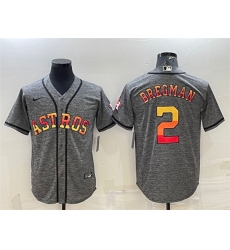 Men Houston Astros 2 Alex Bregman Grey Cool Base Stitched Baseball Jersey