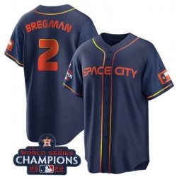 Men Houston Astros 2 Alex Bregman Navy 2022 World Series Champions City Connect Stitched Baseball Jersey