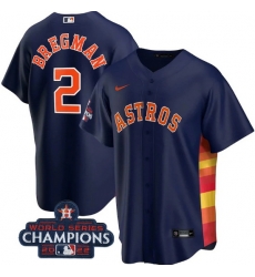 Men Houston Astros 2 Alex Bregman Navy 2022 World Series Champions Stitched Baseball Jersey