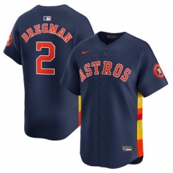 Men Houston Astros 2 Alex Bregman Navy 2024 Alternate Limited Stitched Baseball Jersey