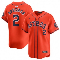 Men Houston Astros 2 Alex Bregman Orange 2024 Alternate Limited Stitched Baseball Jersey
