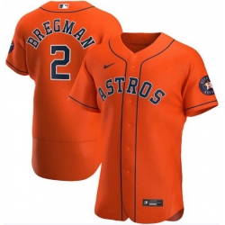 Men Houston Astros 2 Alex Bregman Orange Flex Base Stitched Jersey