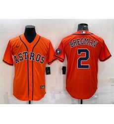 Men Houston Astros 2 Alex Bregman Orange With Patch Cool Base Stitched Jersey
