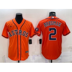 Men Houston Astros 2 Alex Bregman Orange With Patch Cool Base Stitched Jersey
