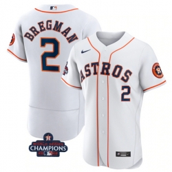 Men Houston Astros 2 Alex Bregman White 2022 World Series Champions Flex Base Stitched Baseball Jersey