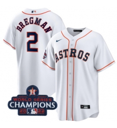 Men Houston Astros 2 Alex Bregman White 2022 World Series Champions Home Stitched Baseball Jersey