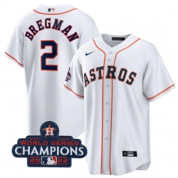 Men Houston Astros 2 Alex Bregman White 2022 World Series Champions Home Stitched Baseball Jersey