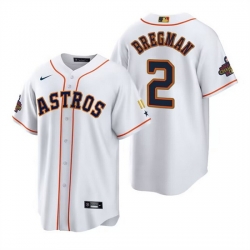 Men Houston Astros 2 Alex Bregman White Gold 2022 World Series Champions Stitched Baseball Jersey