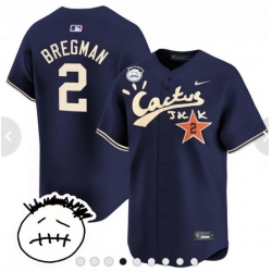 Men Houston Astros 2 Bregman Cactus Jack Vapor Premier Limited Stitched Navy Baseball Jersey