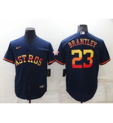 Men Houston Astros 23 Michael Brantley 2022 Navy Cool Base Stitched Jerse