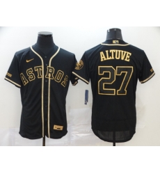 Men Houston Astros 27 Jose Altuve 2020 Black Golden Flex Base Stitched MLB Jersey