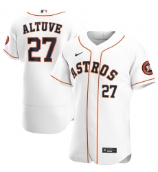 Men Houston Astros 27 Jose Altuve Men Nike White Home 2020 Flex Base Player MLB Jersey