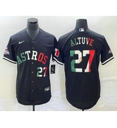 Men Houston Astros 27 Jose Altuve Number Mexico Black Cool Base Stitched Baseball Jersey