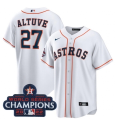 Men Houston Astros 27 Jose Altuve White 2022 World Series Champions Home Stitched Baseball Jersey