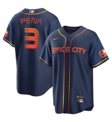 Men Houston Astros #3 Jeremy Pena 2022 Navy Blue City Connect Flex Base Stitched Baseball Jersey