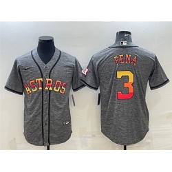 Men Houston Astros 3 Jeremy Pena Grey Cool Base Stitched Baseball Jersey