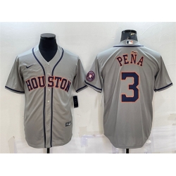 Men Houston Astros 3 Jeremy Pena Grey With Patch Cool Base Stitched Jersey