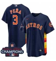 Men Houston Astros 3 Jeremy Pena Navy 2022 World Series Champions Cool Base Stitched Baseball Jersey