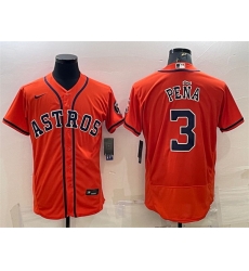 Men Houston Astros 3 Jeremy Pena Orange Flex Base Stitched Baseball Jersey