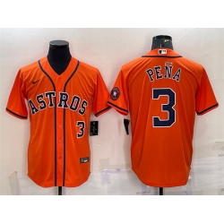 Men Houston Astros 3 Jeremy Pena Orange With Patch Cool Base Stitched Jersey