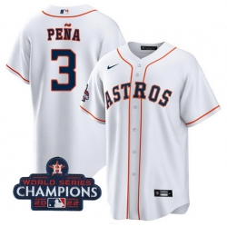 Men Houston Astros 3 Jeremy Pena White 2022 World Series Champions Cool Base Stitched Baseball Jersey