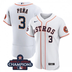 Men Houston Astros 3 Jeremy Pena White 2022 World Series Champions Flex Base Stitched Baseball Jersey