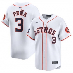 Men Houston Astros 3 Jeremy Pena White 2024 World Tour Mexico City Series Home Limited Stitched Baseball Jersey