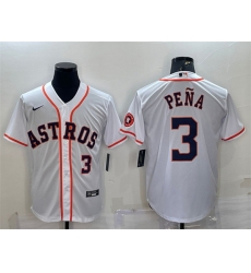 Men Houston Astros 3 Jeremy Pena White With Patch Cool Base Stitched Jersey_1