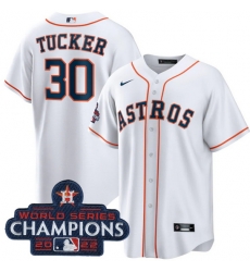 Men Houston Astros 30 Kyle Tucker White 2022 World Series Champions Home Stitched Baseball Jersey