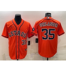 Men Houston Astros 35 Justin Verlander Orange With Patch Cool Base Stitched Jersey