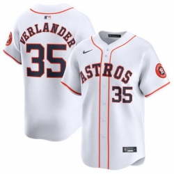 Men Houston Astros 35 Justin Verlander White 2024 Home Limited Stitched Baseball Jersey