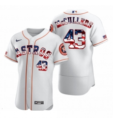 Men Houston Astros 43 Lance McCullers Jr  Men Nike White Fluttering USA Flag Limited Edition Flex Base MLB Jersey