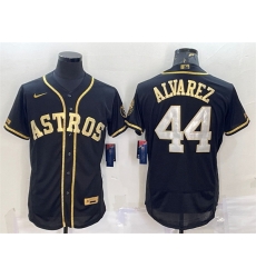 Men Houston Astros 44 Yordan Alvarez Black Gold Flex Base Stitched Jersey