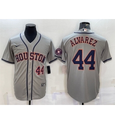 Men Houston Astros 44 Yordan Alvarez Grey With Patch Cool Base Stitched Jersey