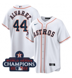 Men Houston Astros 44 Yordan Alvarez White 2022 World Series Champions Home Stitched Baseball Jersey