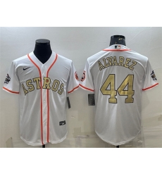Men Houston Astros 44 Yordan Alvarez White Gold 2022 World Series Stitched Baseball Jersey