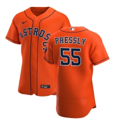 Men Houston Astros 55 Ryan Pressly Men Nike Orange Alternate 2020 Flex Base Team MLB Jersey