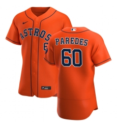 Men Houston Astros 60 Enoli Paredes Men Nike Orange Alternate 2020 Flex Base Team MLB Jersey