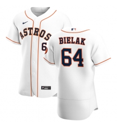 Men Houston Astros 64 Brandon Bielak Men Nike White Home 2020 Flex Base Player MLB Jersey