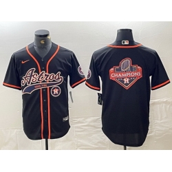 Men Houston Astros Black Team Big Logo With Patch Cool Base Stitched Baseball Jersey 10