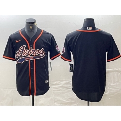 Men Houston Astros Blank Black With Patch Cool Base Stitched Baseball Jersey