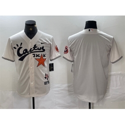 Men Houston Astros Blank Cream Cactus Jack Vapor Premier Limited Stitched Baseball Jersey