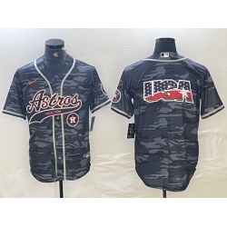 Men Houston Astros Blank Gray Camo With Patch Cool Base Stitched Baseball Jersey 5