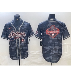 Men Houston Astros Blank Gray Camo With Patch Cool Base Stitched Baseball Jersey 6