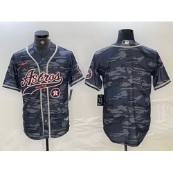 Men Houston Astros Blank Gray Camo With Patch Cool Base Stitched Baseball Jersey 7