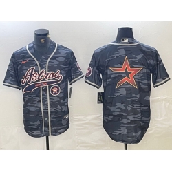 Men Houston Astros Blank Gray Camo With Patch Cool Base Stitched Baseball Jersey 8